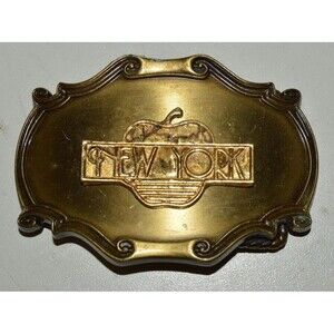 Vintage 1978 The Big Apple NEW YORK NYC Brass Belt Buckle Rare